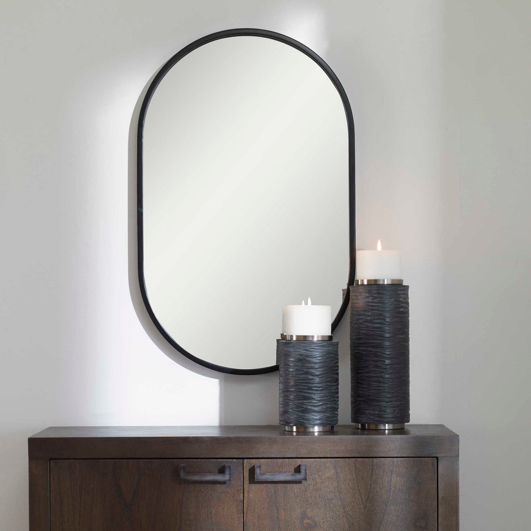 Varina Minimalist Black Oval Mirror Accessories Uttermost