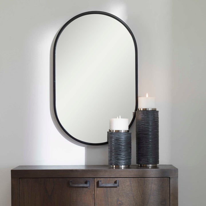 Varina Minimalist Black Oval Mirror Accessories Uttermost