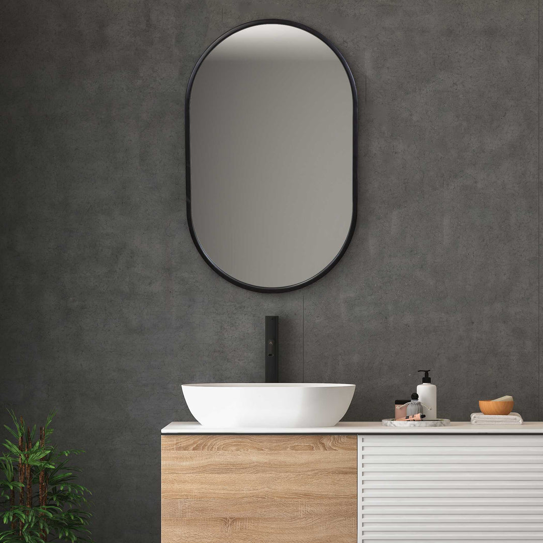 Varina Minimalist Black Oval Mirror Accessories Uttermost