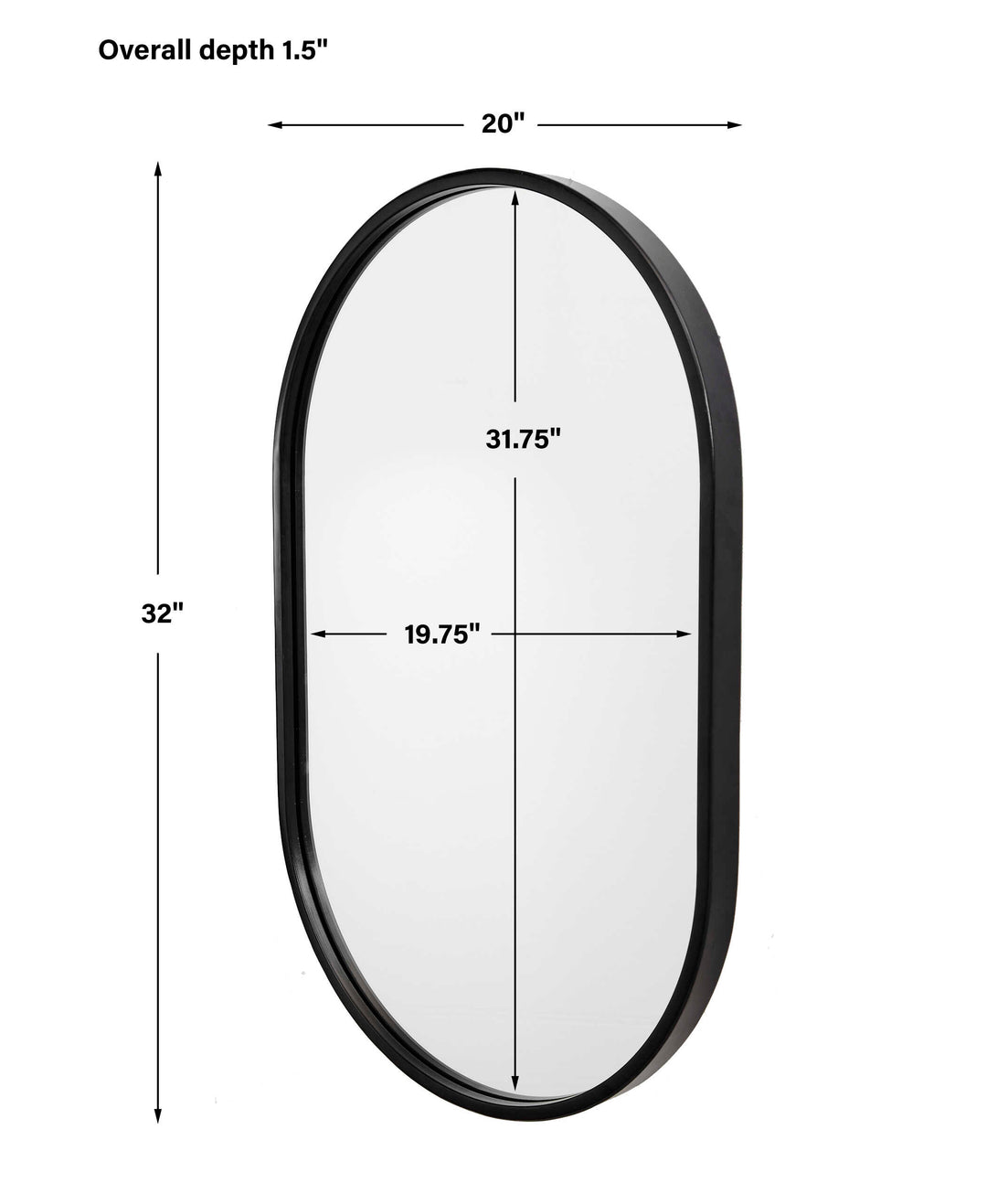 Varina Minimalist Black Oval Mirror Accessories Uttermost