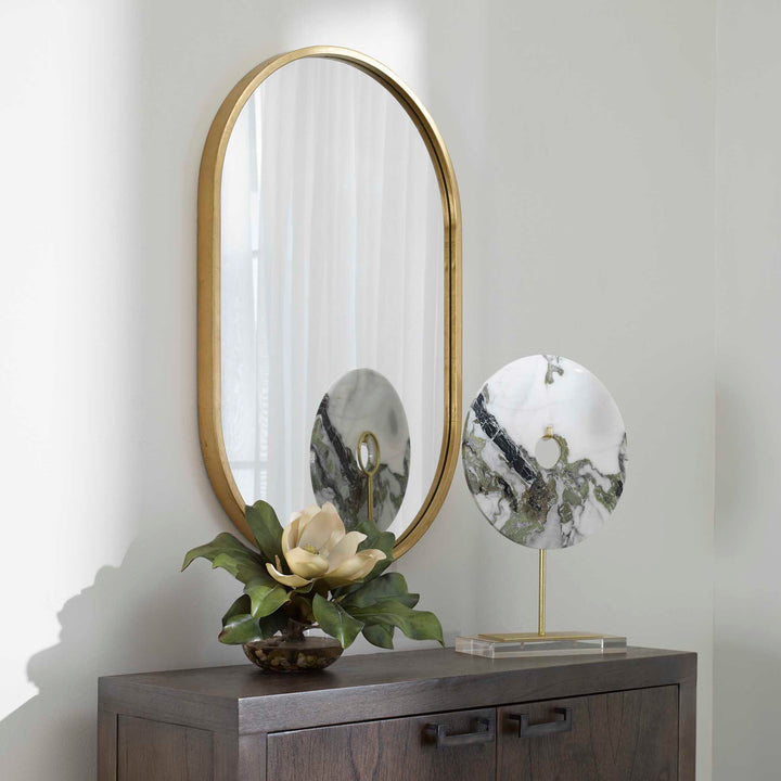 Varina Minimalist Gold Oval Mirror Accessories Uttermost