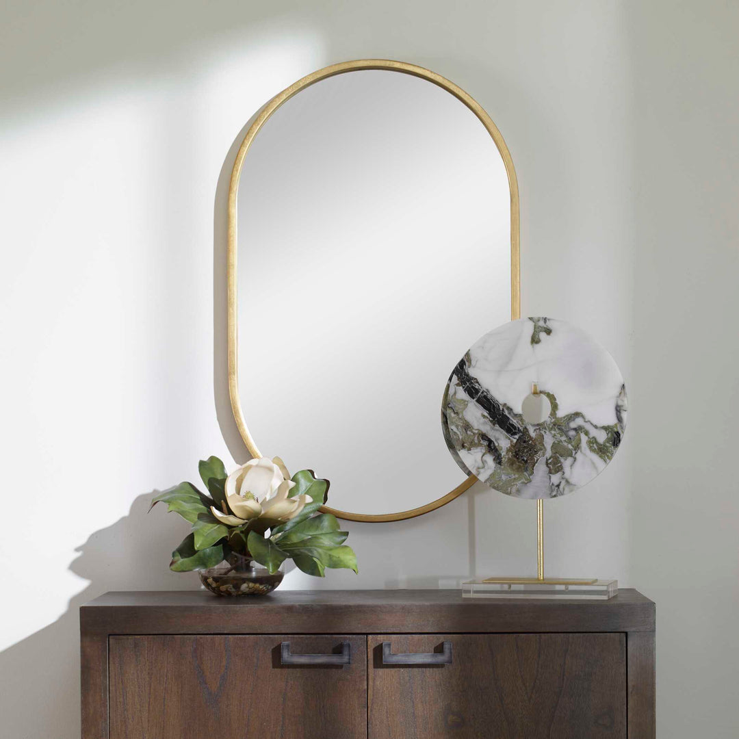 Varina Minimalist Gold Oval Mirror Accessories Uttermost