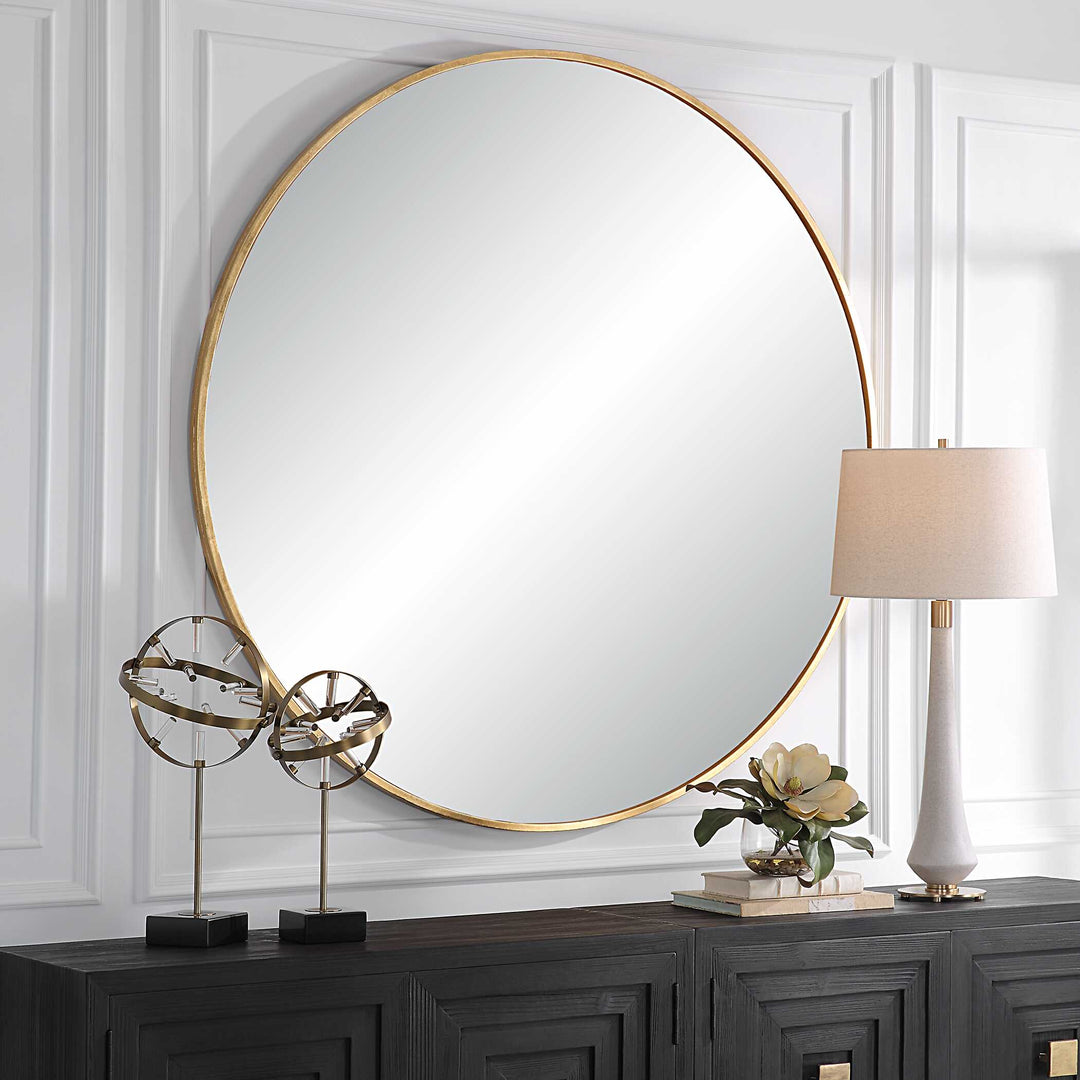 Junius Large Gold Round Mirror Accessories Uttermost