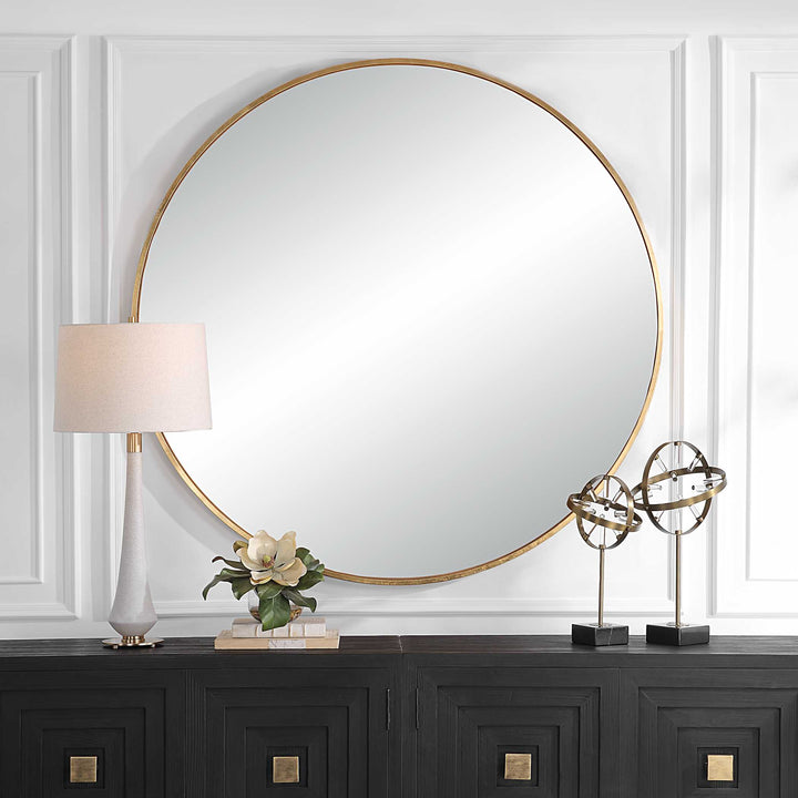 Junius Large Gold Round Mirror Accessories Uttermost