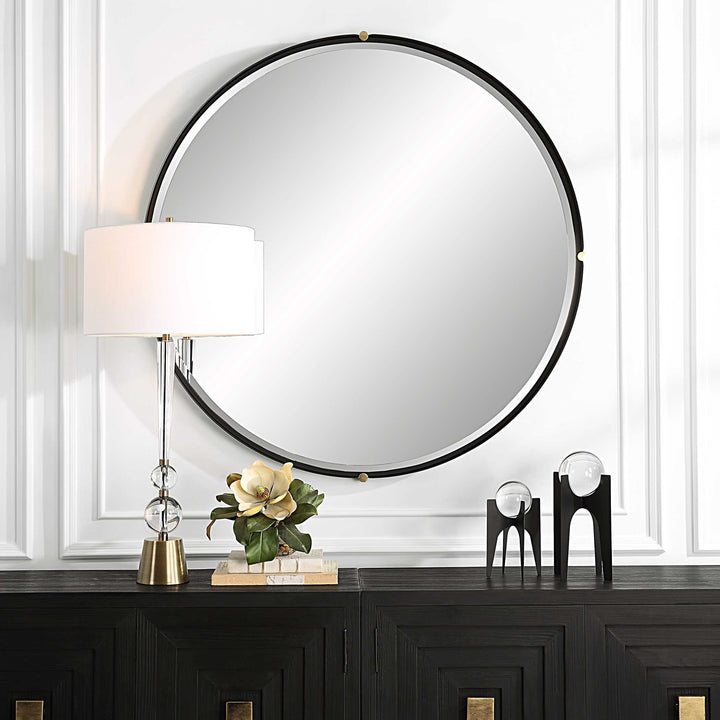 Bonded Round Black Mirror Accessories Uttermost