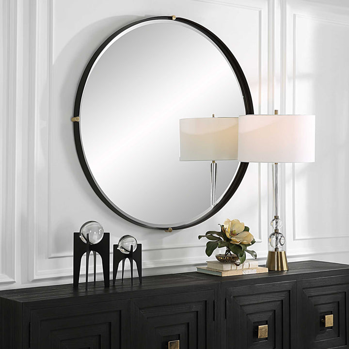 Bonded Round Black Mirror Accessories Uttermost
