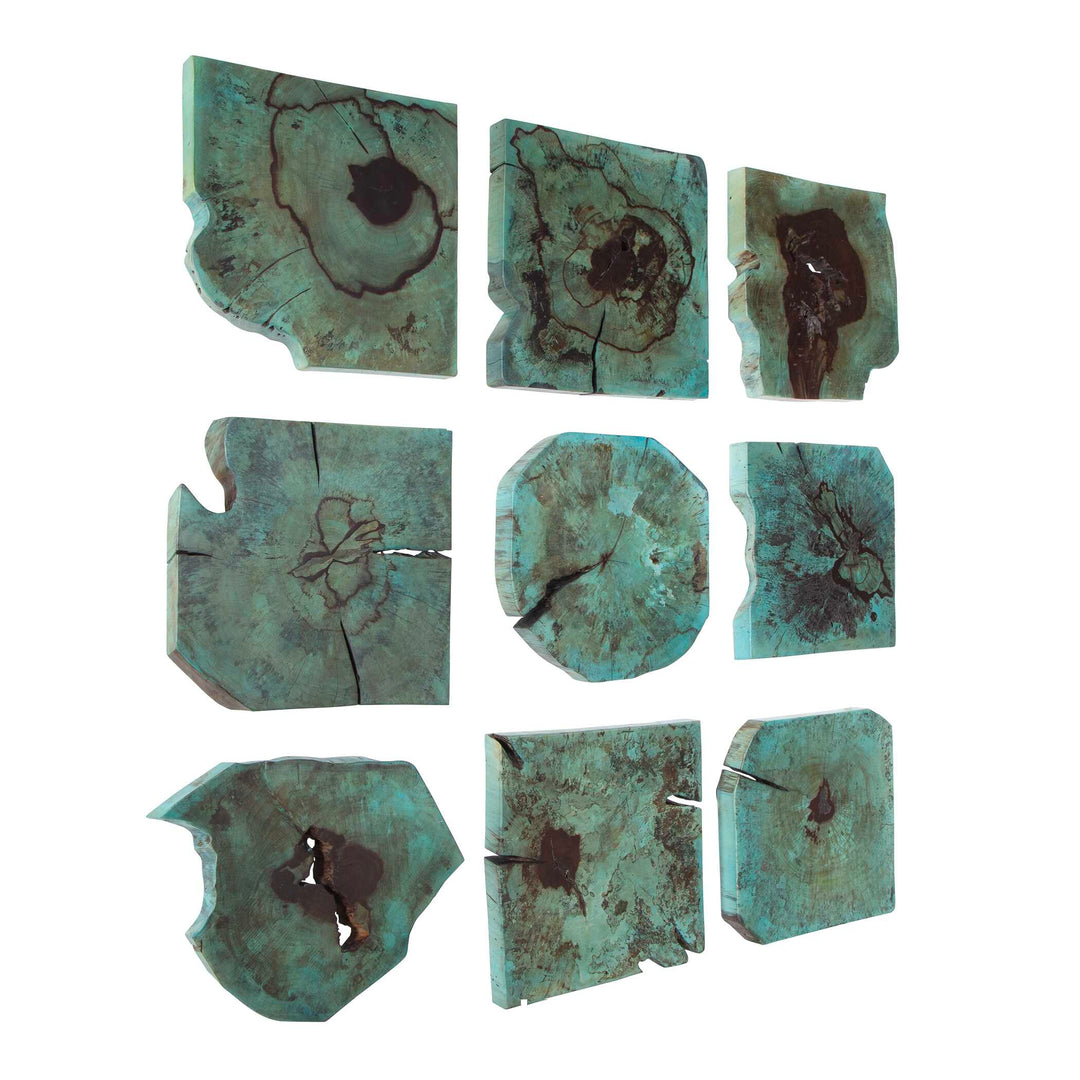 Bahati Wood Wall Décor In Blue Set of 9 Accessories Uttermost