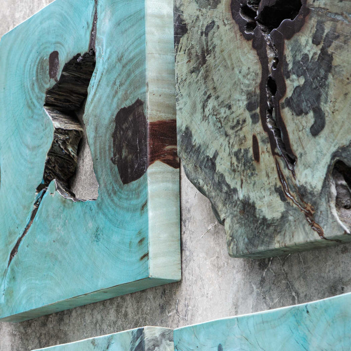Bahati Wood Wall Décor In Blue Set of 9 Accessories Uttermost