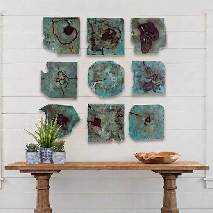Bahati Wood Wall Décor In Blue Set of 9 Accessories Uttermost