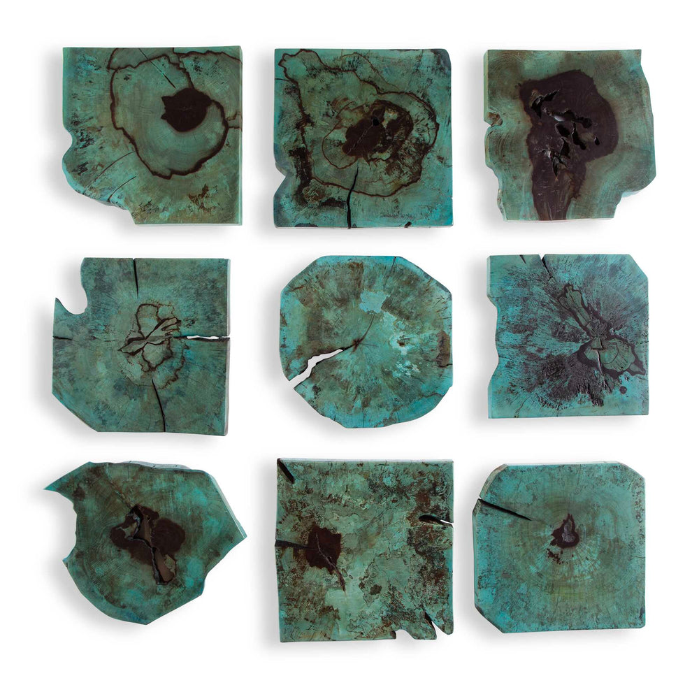 Bahati Wood Wall Décor In Blue Set of 9 Accessories Uttermost
