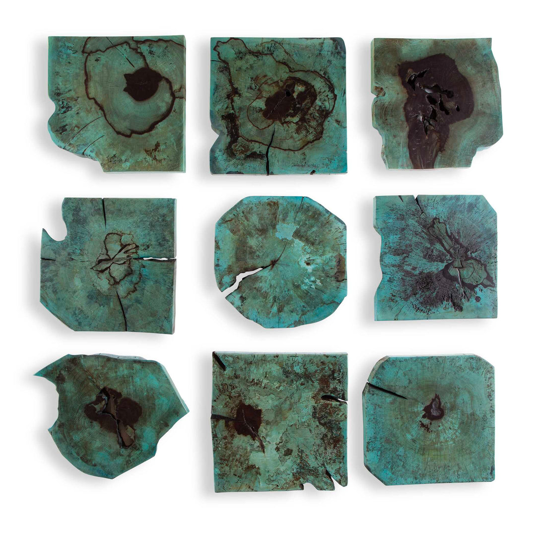 Bahati Wood Wall Décor In Blue Set of 9 Accessories Uttermost