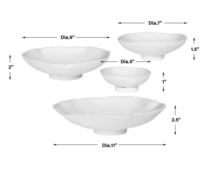 Lucky Coins White Metal Wall Bowls Set of 4 Accessories Uttermost