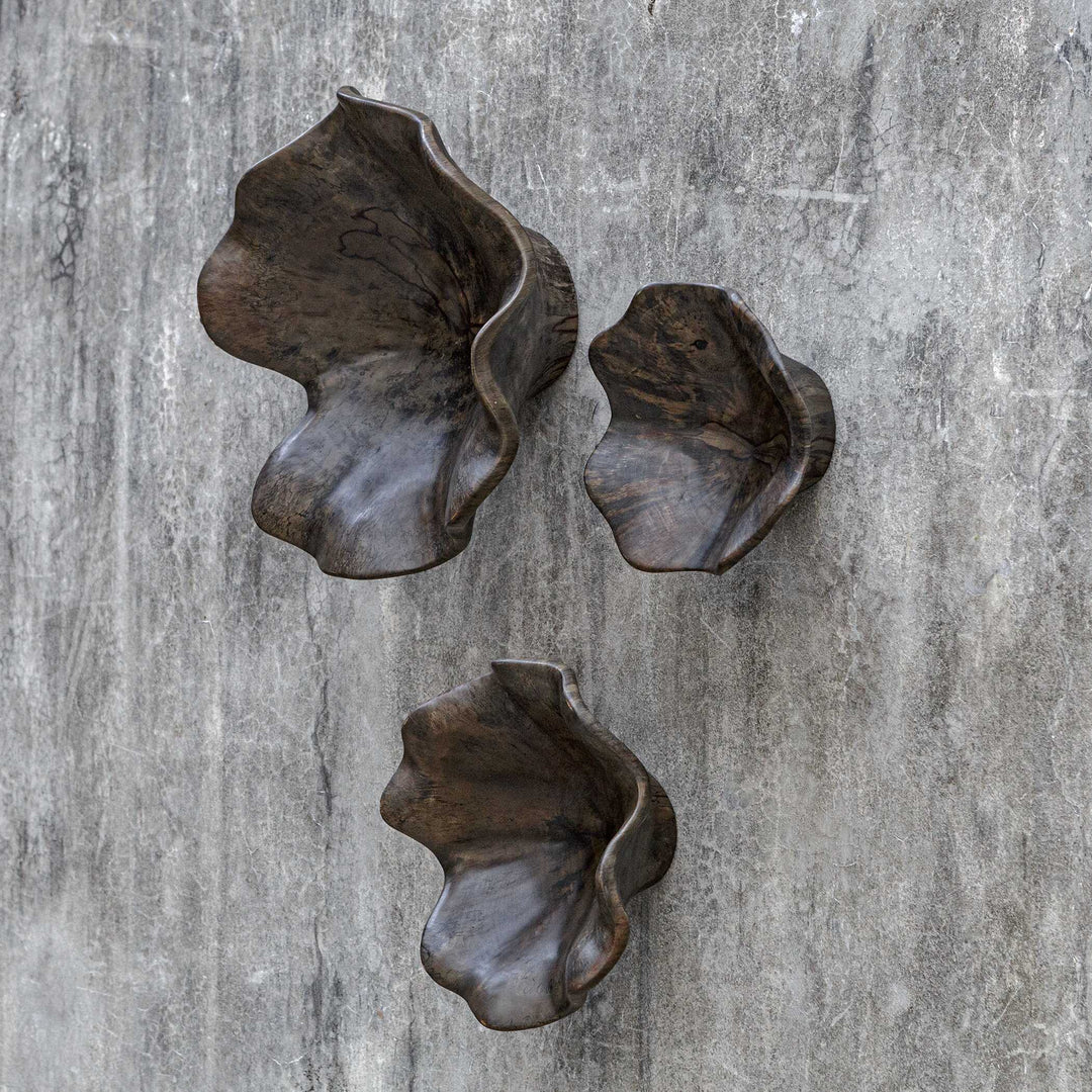 Two Wood Wall Décor In Mocha Set of 3 Accessories Uttermost