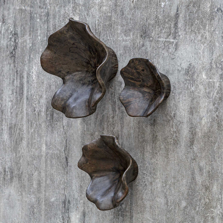 Two Wood Wall Décor In Mocha Set of 3 Accessories Uttermost