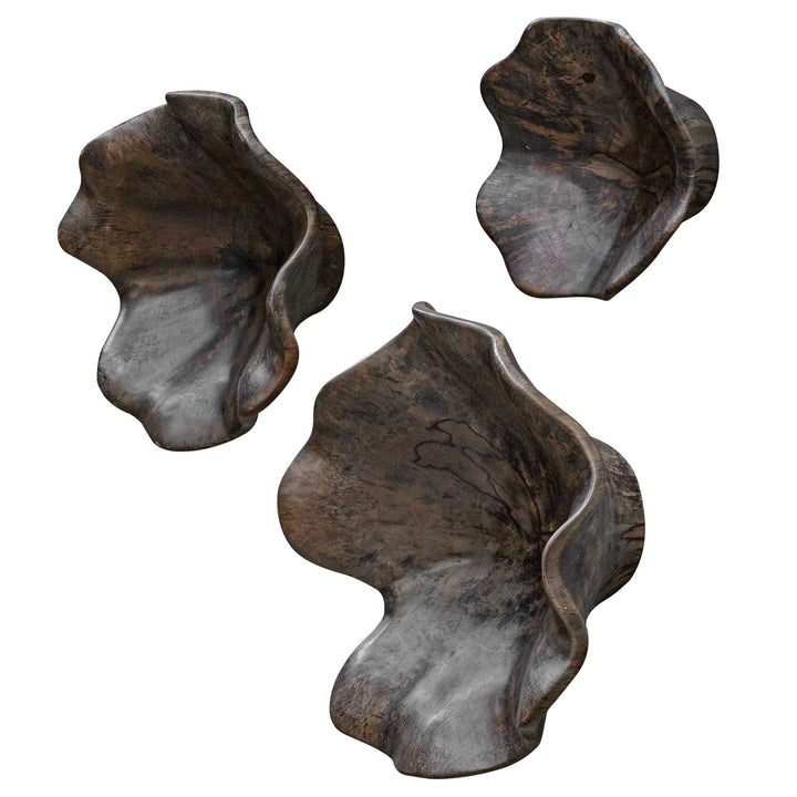Two Wood Wall Décor In Mocha Set of 3 Accessories Uttermost