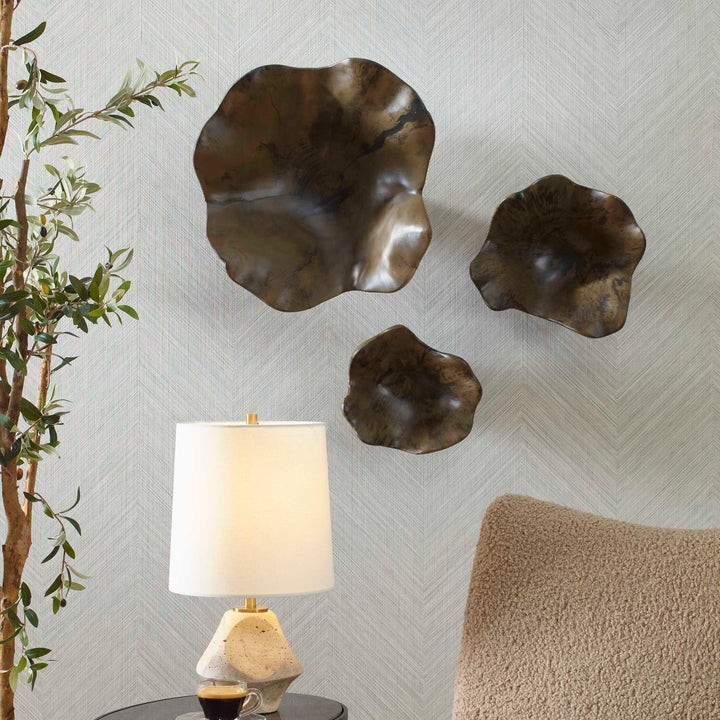Two Wood Wall Décor In Mocha Set of 3 Accessories Uttermost