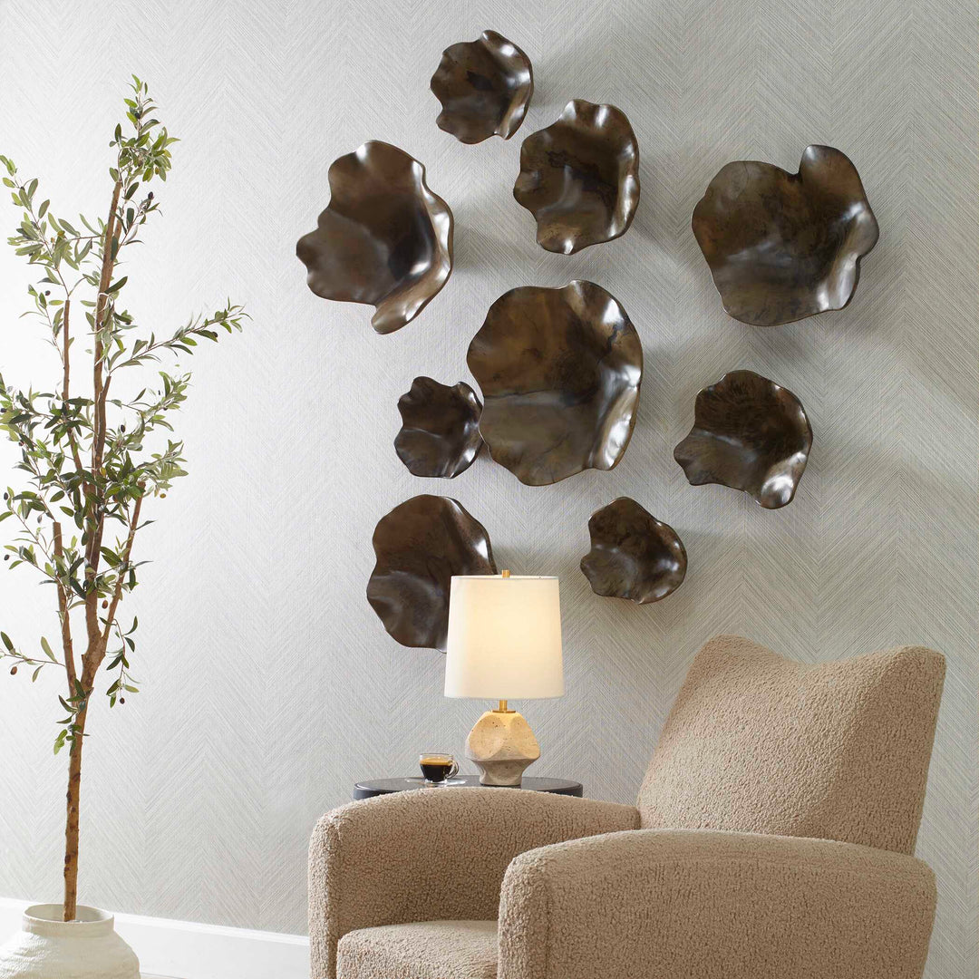 Two Wood Wall Décor In Mocha Set of 3 Accessories Uttermost