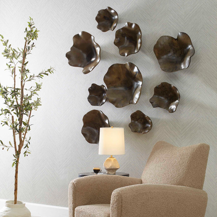 Two Wood Wall Décor In Mocha Set of 3 Accessories Uttermost