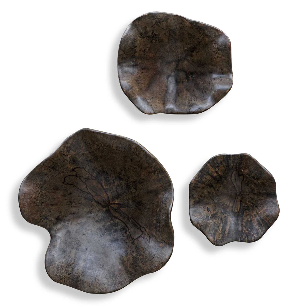 Two Wood Wall Décor In Mocha Set of 3 Accessories Uttermost
