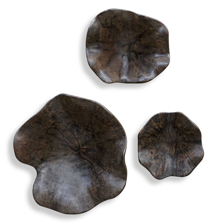 Two Wood Wall Décor In Mocha Set of 3 Accessories Uttermost