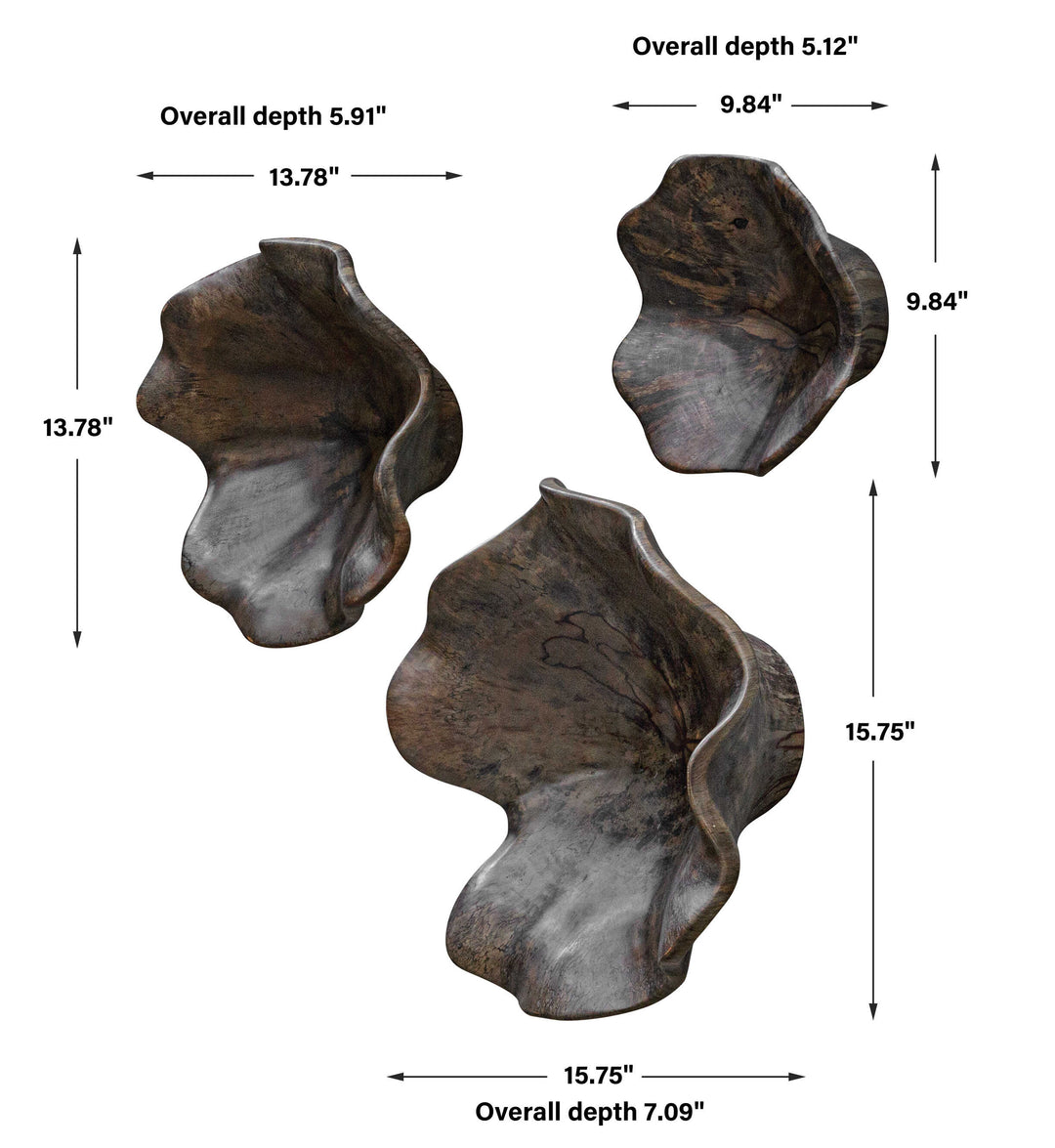 Two Wood Wall Décor In Mocha Set of 3 Accessories Uttermost