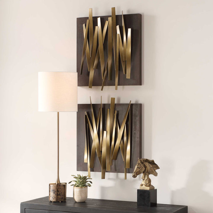 Crosshatch Metal Wall Decor Set of 2 Accessories Uttermost