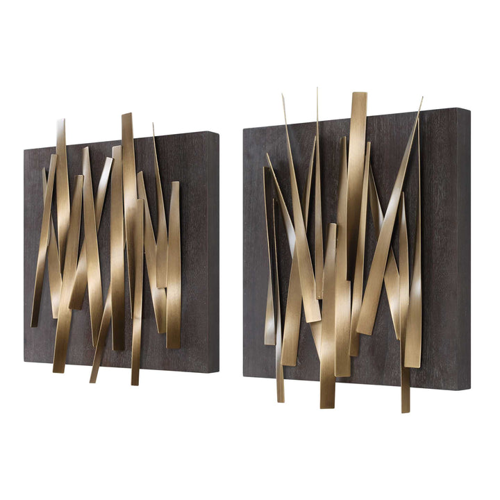 Crosshatch Metal Wall Decor Set of 2 Accessories Uttermost