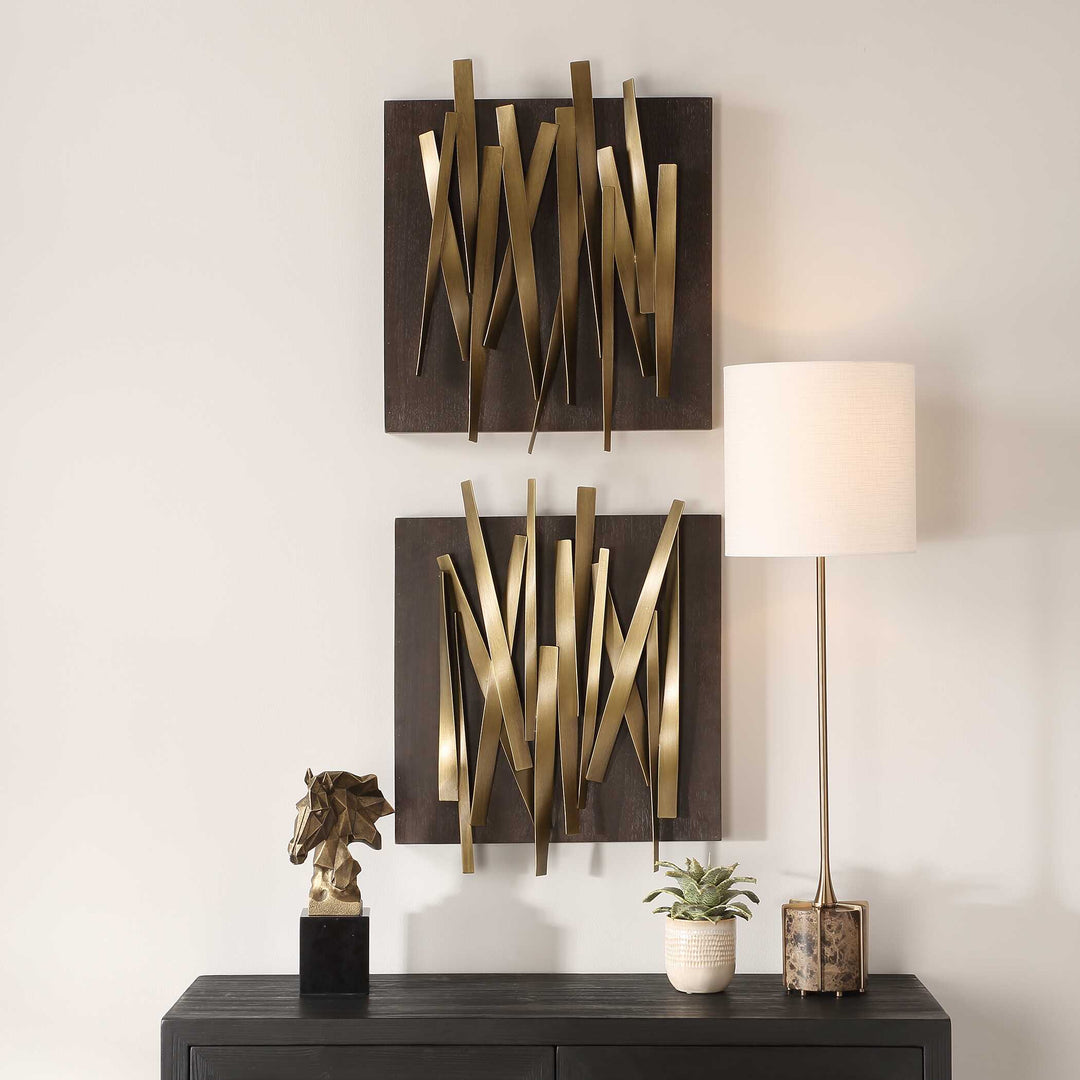 Crosshatch Metal Wall Decor Set of 2 Accessories Uttermost