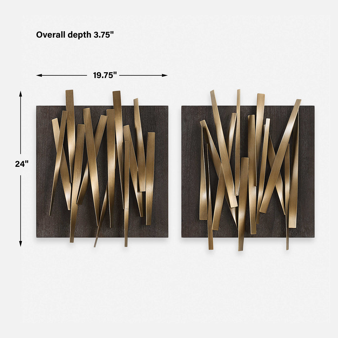Crosshatch Metal Wall Decor Set of 2 Accessories Uttermost