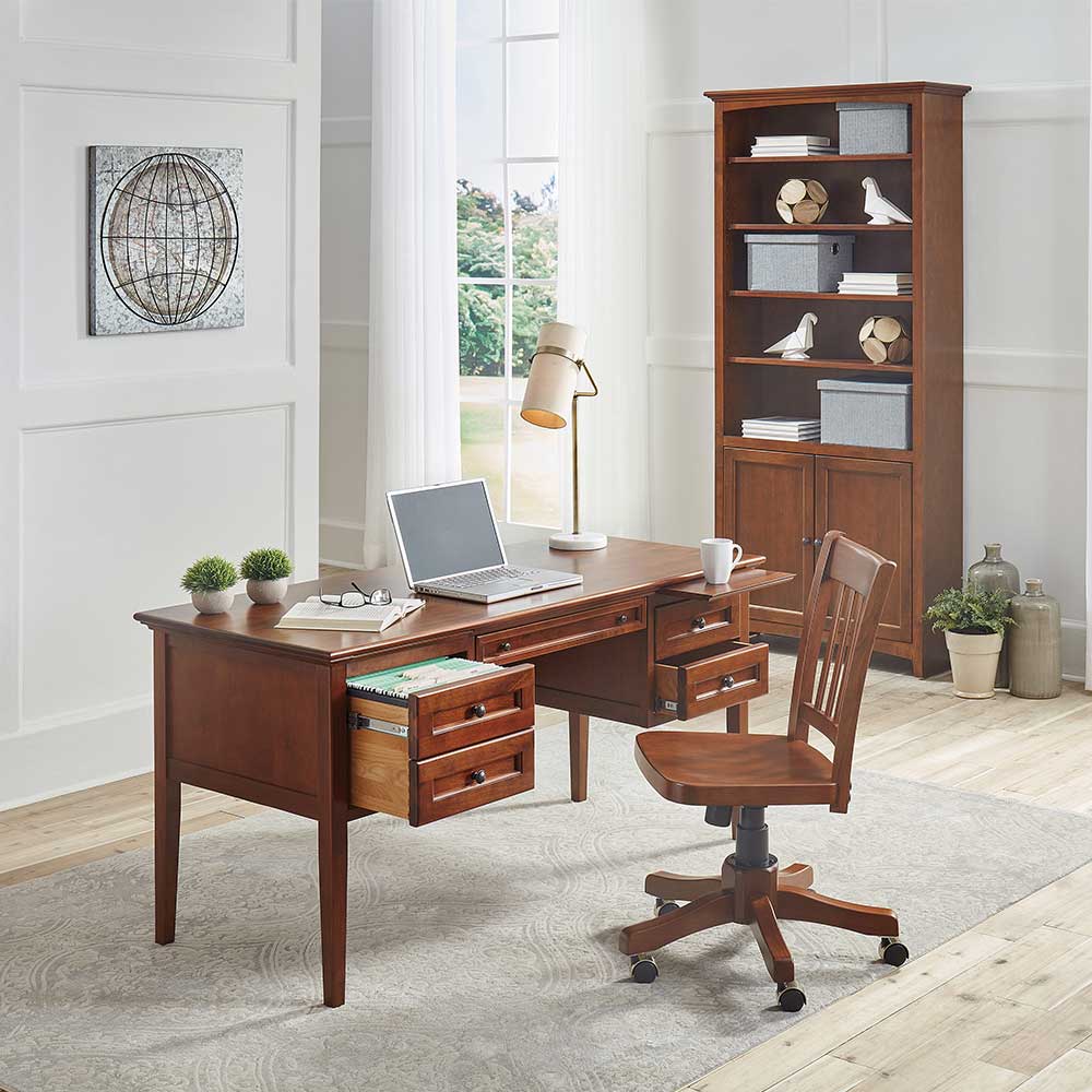 McKenzie 4-Drawer Desk Home Office Whittier Wood