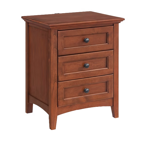 McKenzie 3-Drawer Nightstand Bedroom Whittier Wood Glazed Antique Cherry