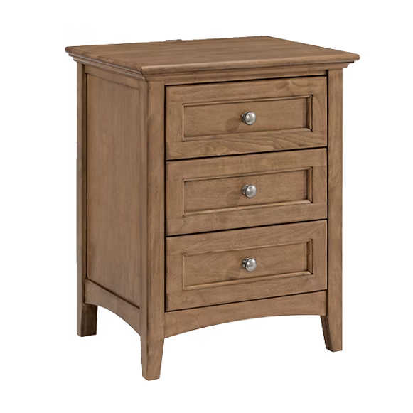 McKenzie 3-Drawer Nightstand Bedroom Whittier Wood Pecan