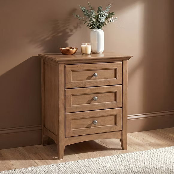 McKenzie 3-Drawer Nightstand Bedroom Whittier Wood