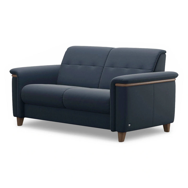 Stressless Flora Wood Loveseat Living Room Ekornes Paloma Oxford Blue Walnut