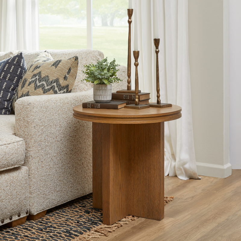 Waterfall Round End Table Living Room Flexsteel