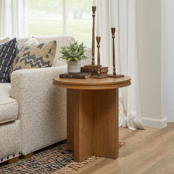 Waterfall Round End Table Living Room Flexsteel