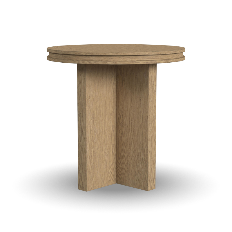 Waterfall Round End Table Living Room Flexsteel Light Oak