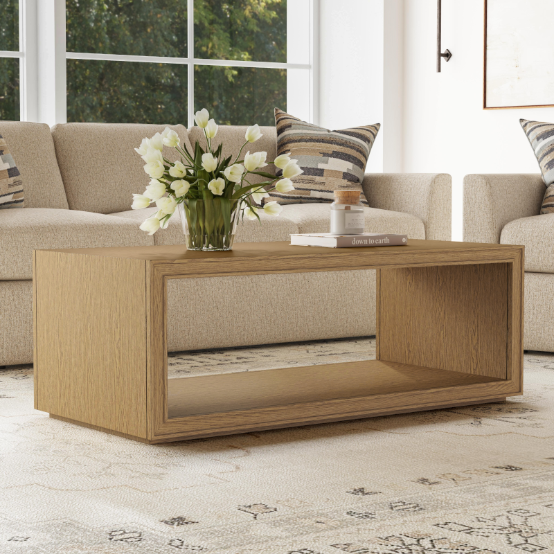 Waterfall Rectangular Coffee Table Living Room Flexsteel Light Oak