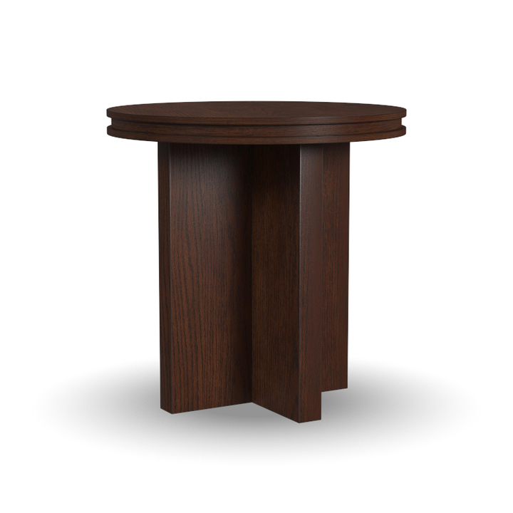Waterfall Round End Table Living Room Flexsteel Walnut Brown