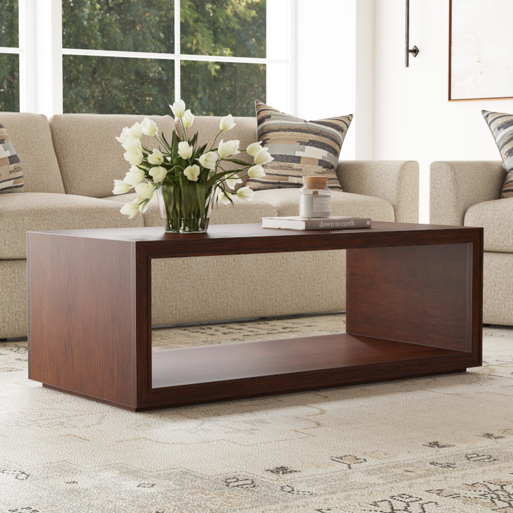 Waterfall Rectangular Coffee Table Living Room Flexsteel Walnut Brown