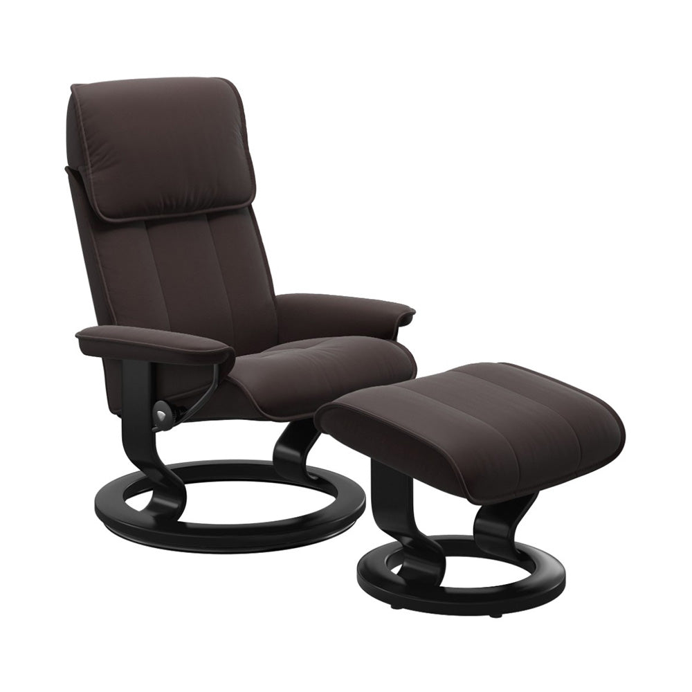 Stressless Admiral Classic Chair & Ottoman Living Room Ekornes Large Paloma Chocolate Black