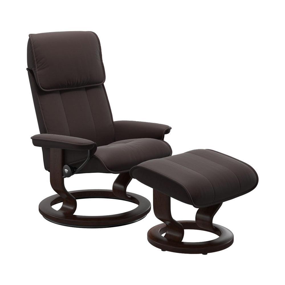 Stressless Admiral Classic Chair & Ottoman Living Room Ekornes Large Paloma Chocolate Brown