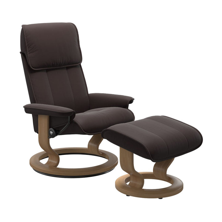 Stressless Admiral Classic Chair & Ottoman Living Room Ekornes Large Paloma Chocolate Oak