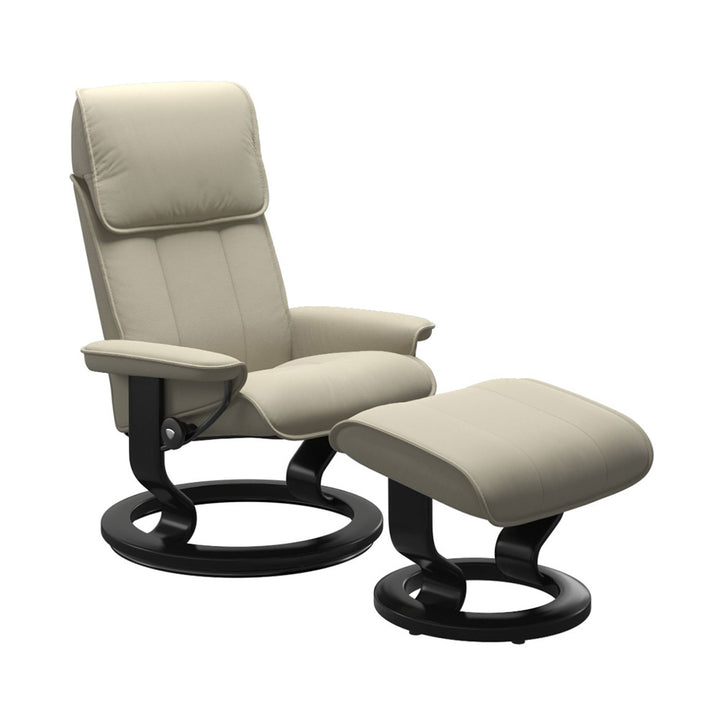 Stressless Admiral Classic Chair & Ottoman Living Room Ekornes Large Paloma Light Grey Black