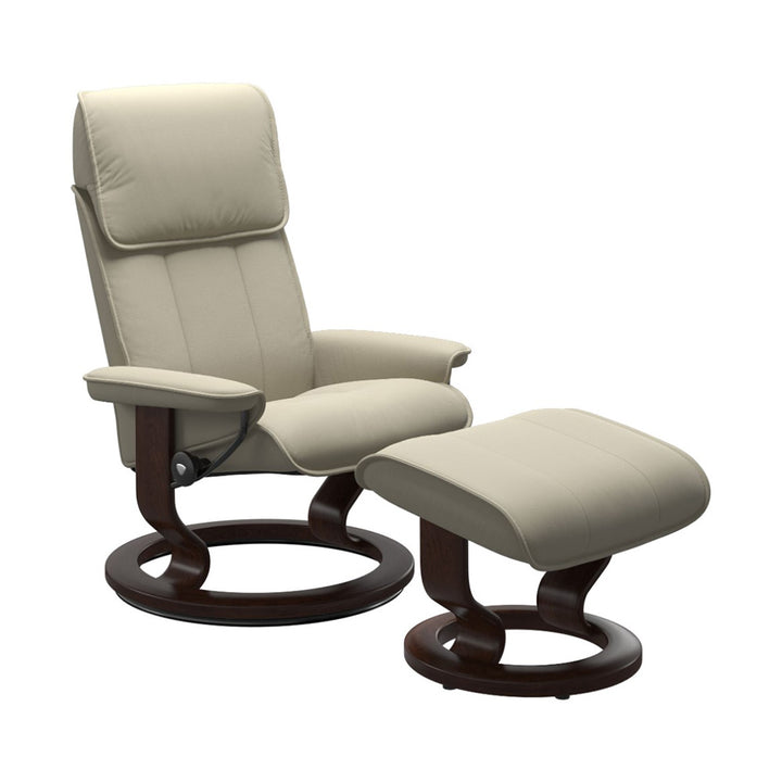 Stressless Admiral Classic Chair & Ottoman Living Room Ekornes Large Paloma Light Grey Brown