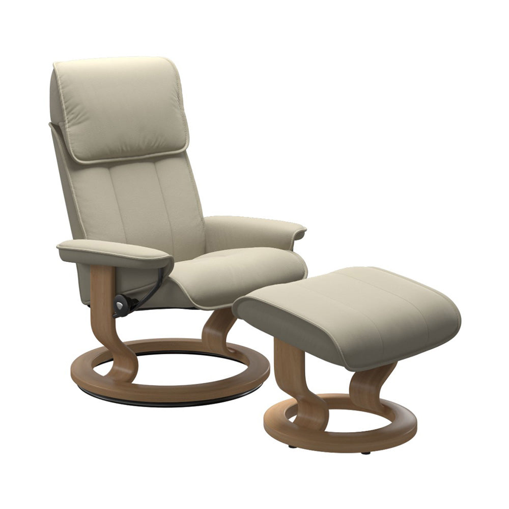 Stressless Admiral Classic Chair & Ottoman Living Room Ekornes Large Paloma Light Grey Oak