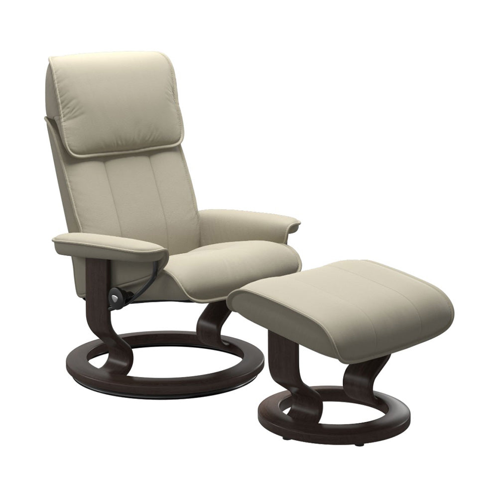 Stressless Admiral Classic Chair & Ottoman Living Room Ekornes Large Paloma Light Grey Wenge