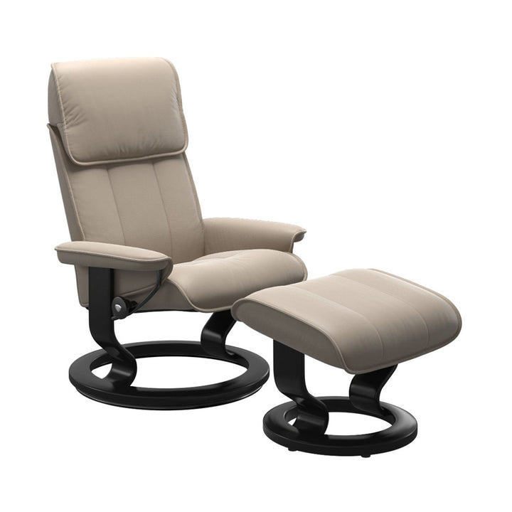 Stressless Admiral Classic Chair & Ottoman Living Room Ekornes Large Paloma Mushroom Black