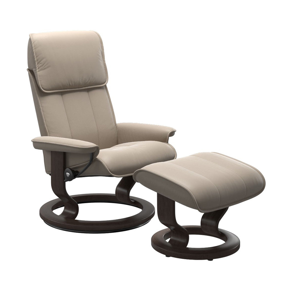 Stressless Admiral Classic Chair & Ottoman Living Room Ekornes Large Paloma Mushroom Wenge