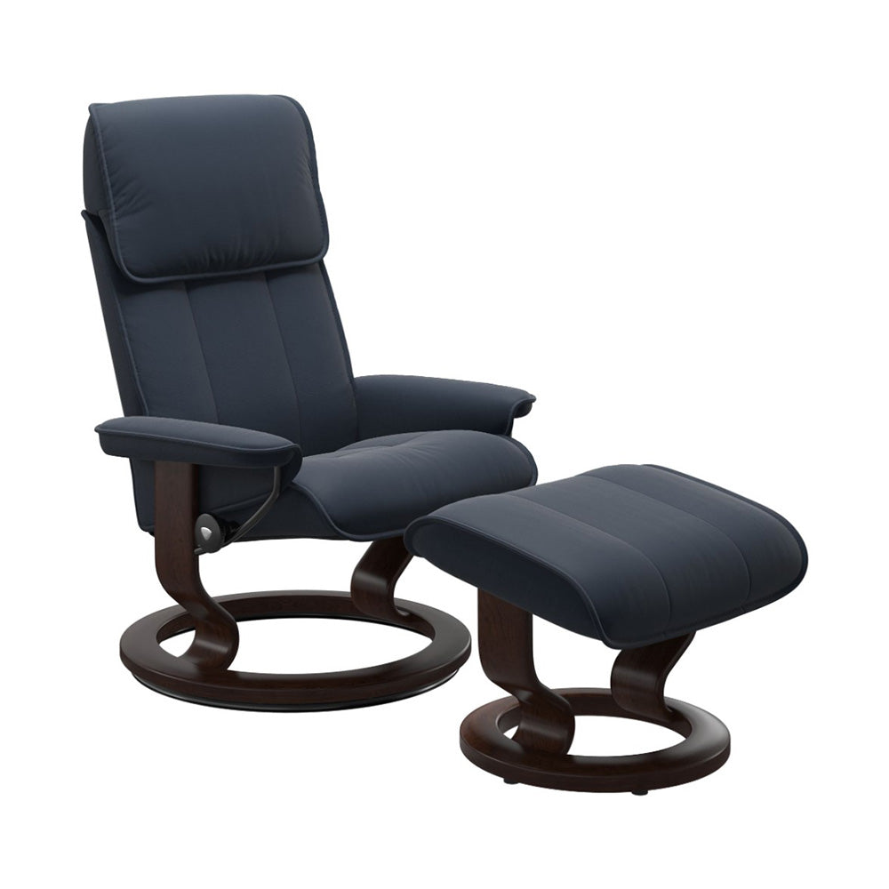 Stressless Admiral Classic Chair & Ottoman Living Room Ekornes Large Paloma Oxford Blue Brown